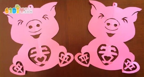 Handmade paper-cut piglet three-dimensional hanging ornament