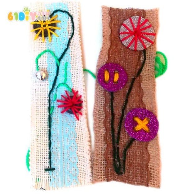 Childrens handmade spring flower bookmarks