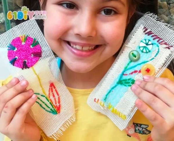 Childrens handmade spring flower bookmarks