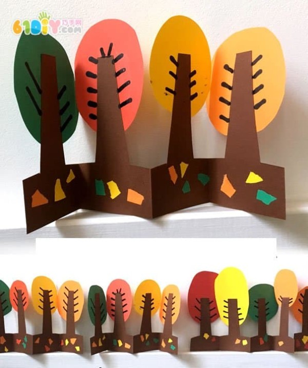 Kindergarten paper crafts Autumn woods