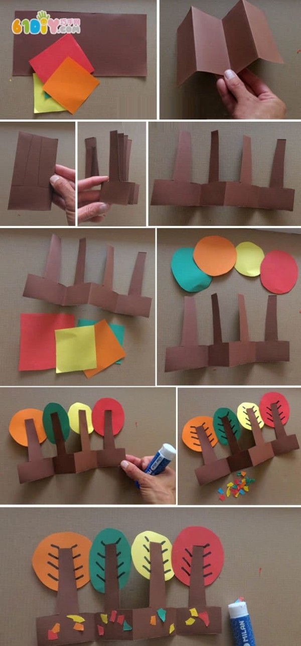 Kindergarten paper crafts Autumn woods