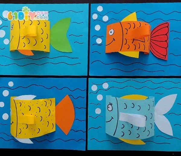 Childrens handmade three-dimensional fish stickers