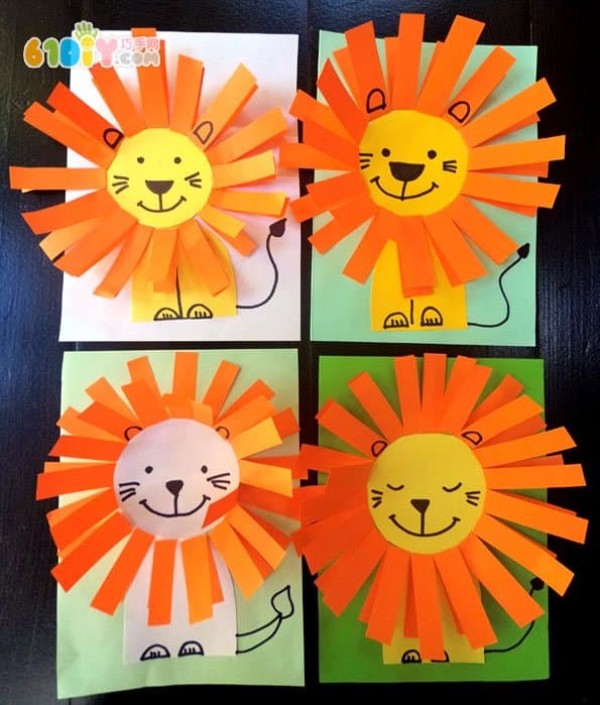 Three-dimensional lion stickers handmade