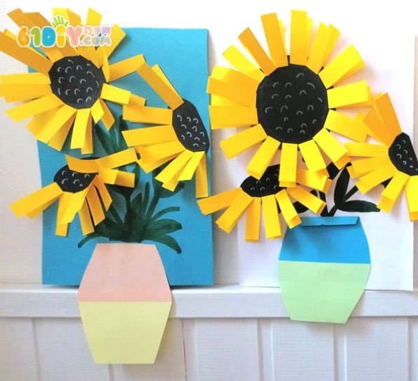 Three-dimensional sunflower vase stickers handmade