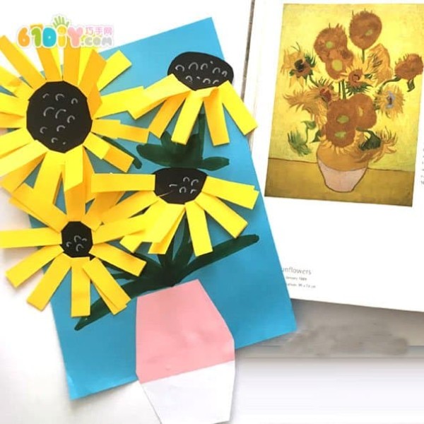 Three-dimensional sunflower vase stickers handmade