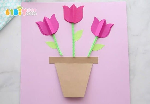 Make a simple tulip flower greeting card