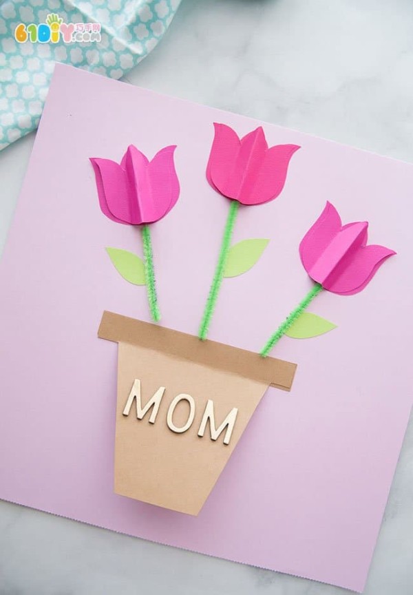 Make a simple tulip flower greeting card