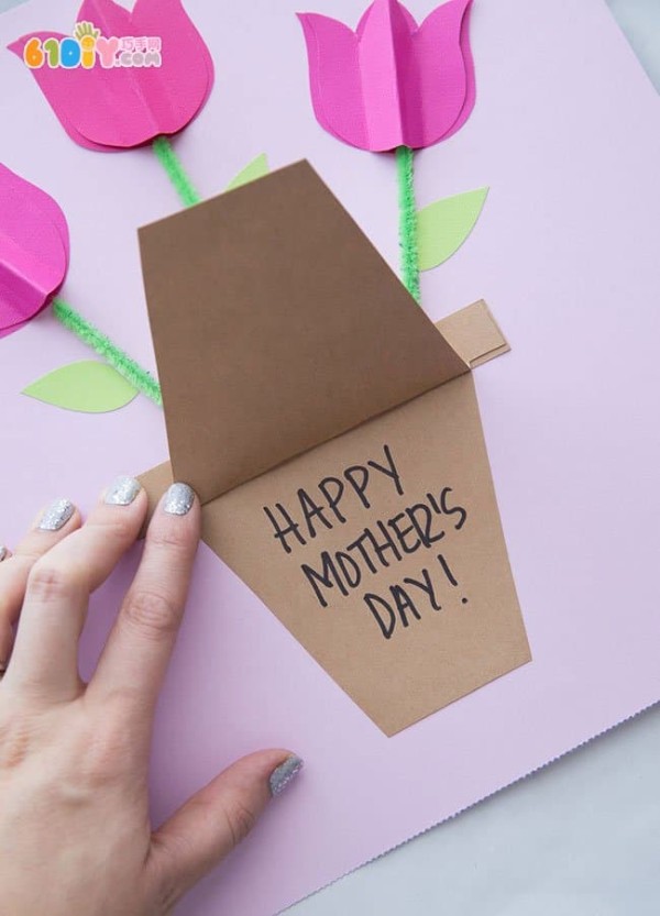 Make a simple tulip flower greeting card