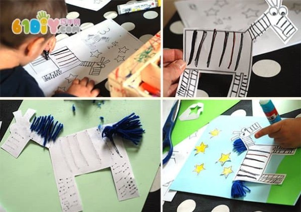 Childrens creative art zebra stickers