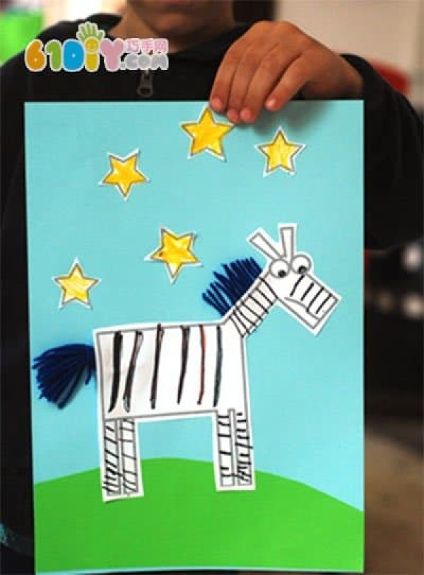 Childrens creative art zebra stickers