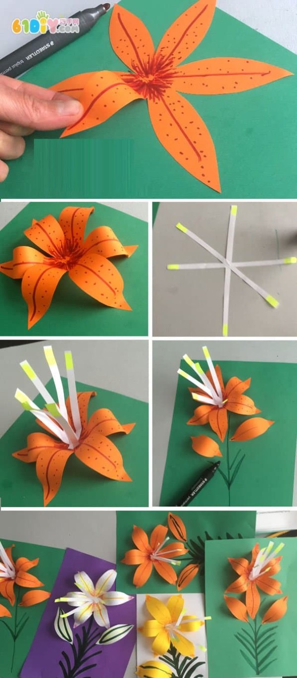 Three-dimensional lily flower handmade