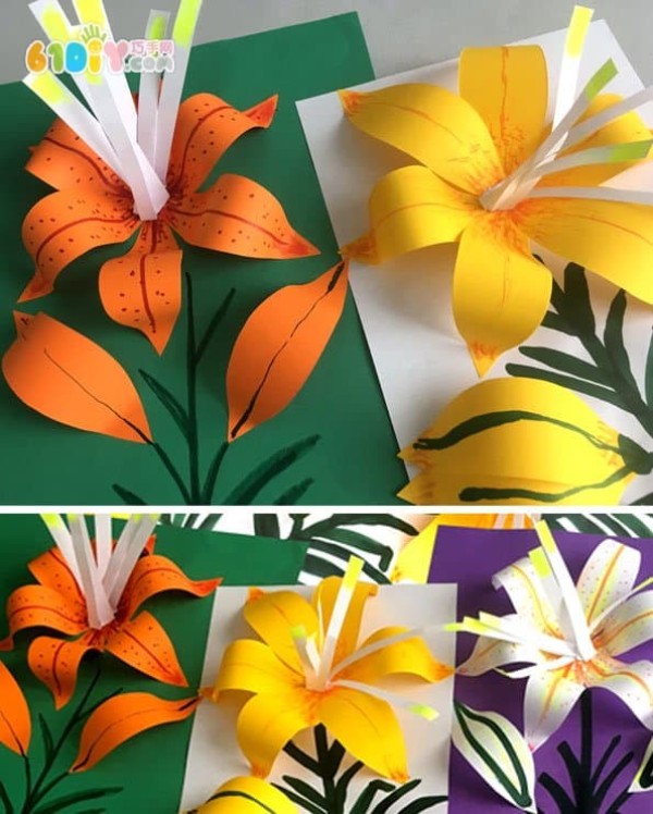 Three-dimensional lily flower handmade