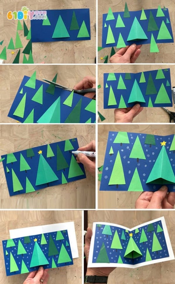 Christmas tree three-dimensional card handmade