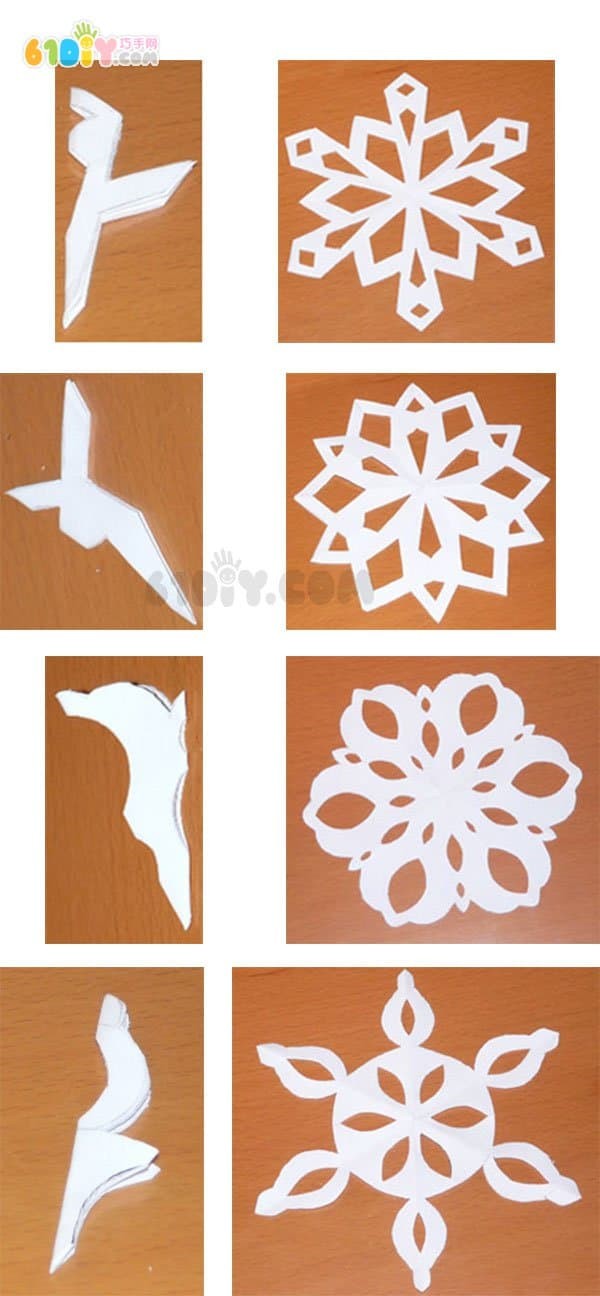 4 hexagonal snowflake paper-cut patterns