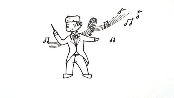 Simple drawing of music conductor