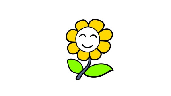 Simple drawing of sunflower smiling towards the sun