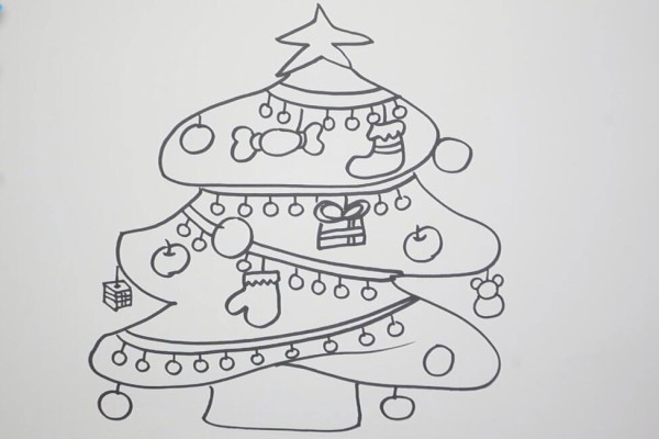 Colorful Christmas tree simple drawing