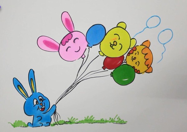 Simple drawing of colorful balloons