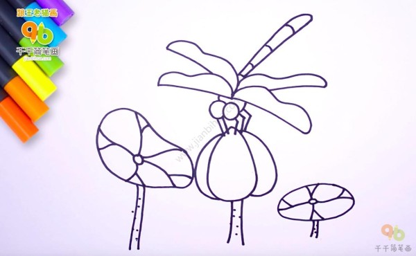 Childrens simple drawings of Tang poems, with dragonflies already standing on their heads