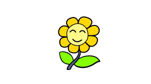 Simple drawing of sunflower smiling towards the sun