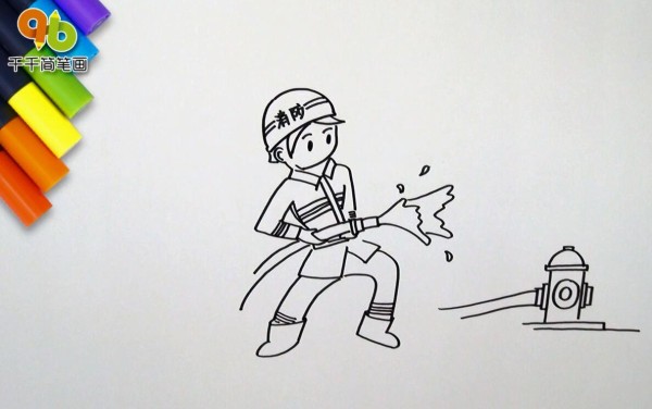 Simple drawing of little firefighter