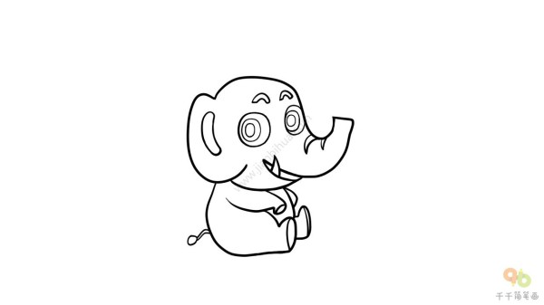 Draw an elephant with simple strokes, simple and easy to learn