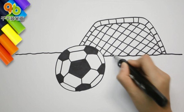 Simple drawing of football on the green field