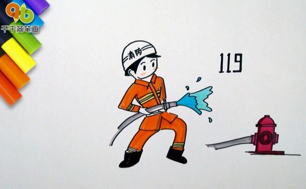 Simple drawing of little firefighter