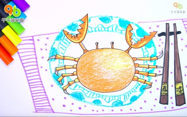 Simple drawing of big crab on the table