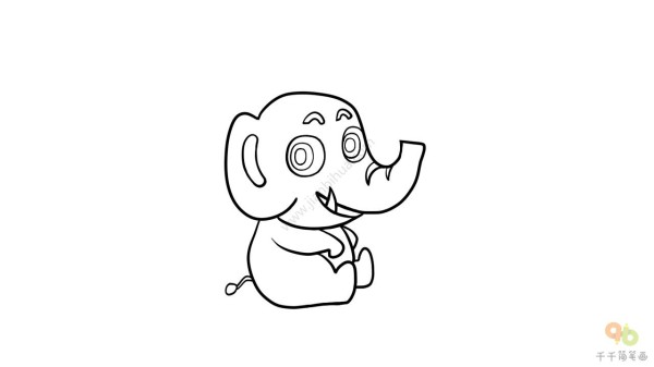 Draw an elephant with simple strokes, simple and easy to learn