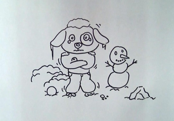 Simple drawing of a frozen dog