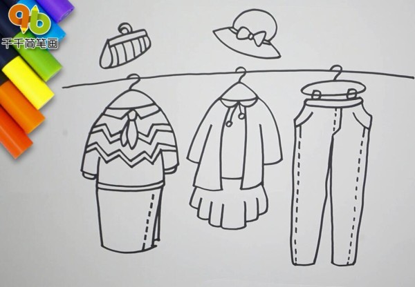 Help mother dry clothes simple drawing