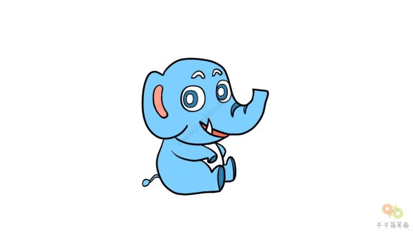 Draw an elephant with simple strokes, simple and easy to learn