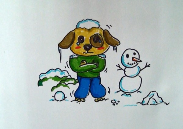 Simple drawing of frozen dog