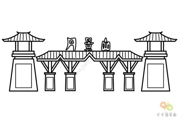 Simple drawing of Danjingshan tourist attraction in Pengzhou, Chengdu