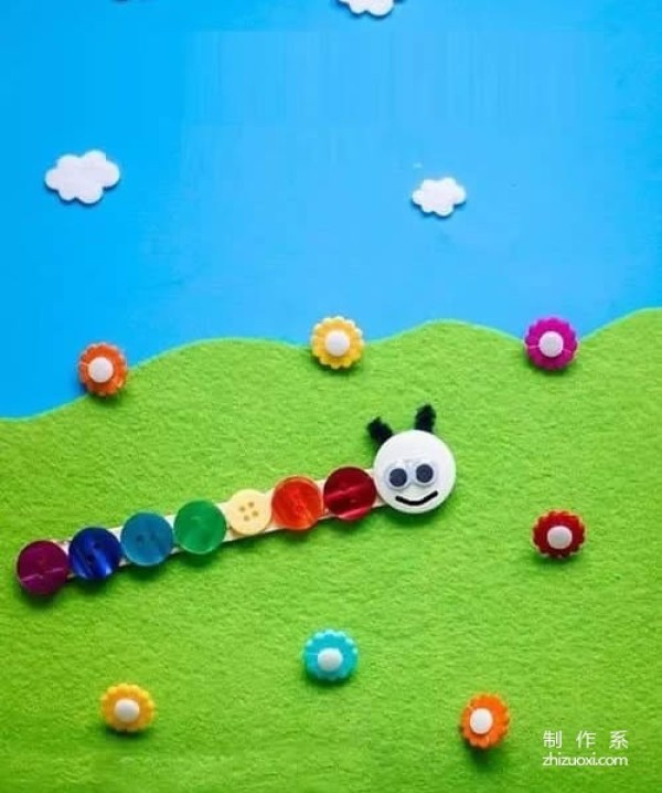 Spring Button Stickers – Rainbow Caterpillar