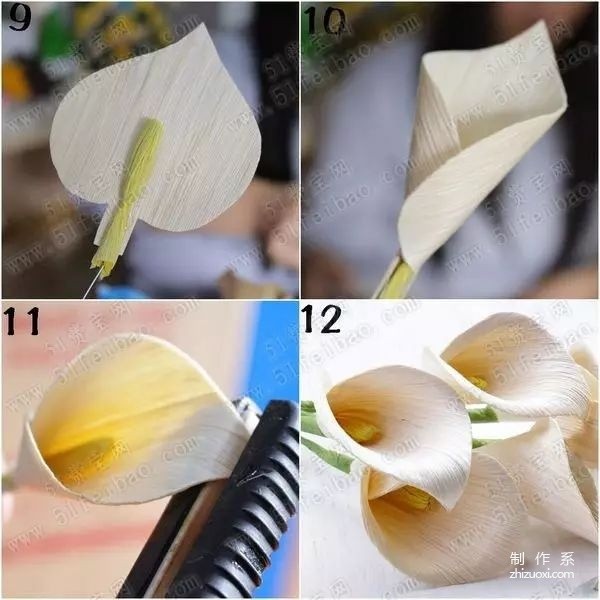 Step-by-step illustrated tutorial teaches you how to weave lilies from corn leaves