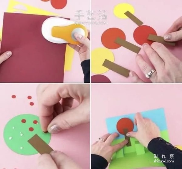 Tutorial on how to make autumn tree three-dimensional cards