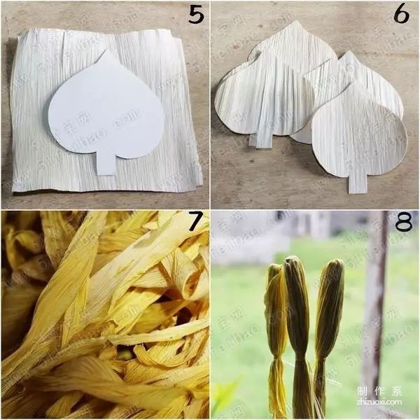 Step-by-step illustrated tutorial teaches you how to weave lilies from corn leaves