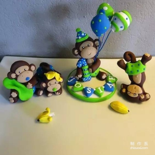 Chinese zodiac little monkey clay handmade