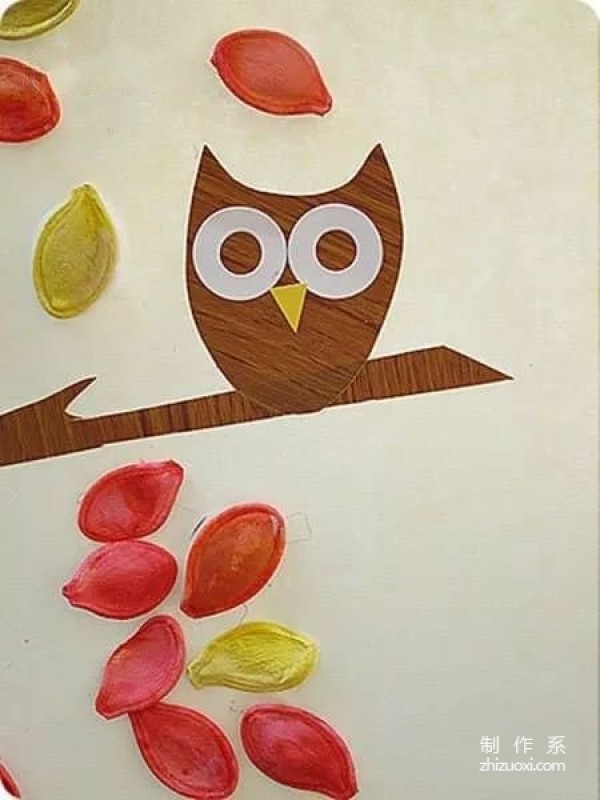 Autumn handmade stickers: trees and owls