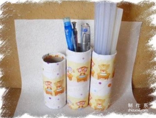 Roll paper pen holder DIY handmade