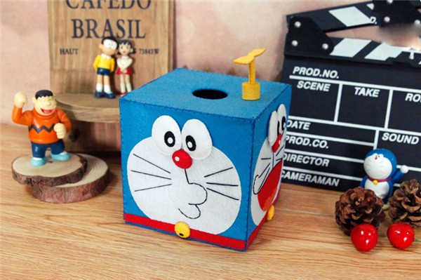 Cute expression handmade non-woven fabric DIY Doraemon paper box