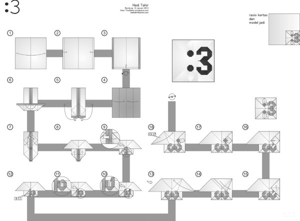 Paper craft hand-making tutorial, Hadi Tahir creative origami: 3 seal face hand-made origami drawing tutorial