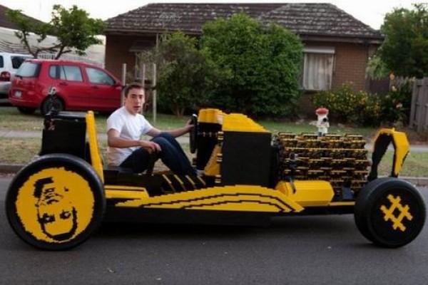 LEGO brick car ready for the road