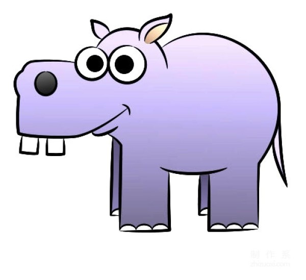 A collection of pictures of simple drawings for kindergarten children, teaching you step by step how to draw a colorful hippopotamus