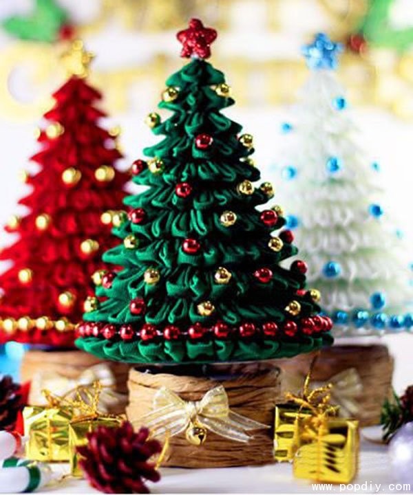 Handmade fabric DIY creative ribbon triangle Christmas tree