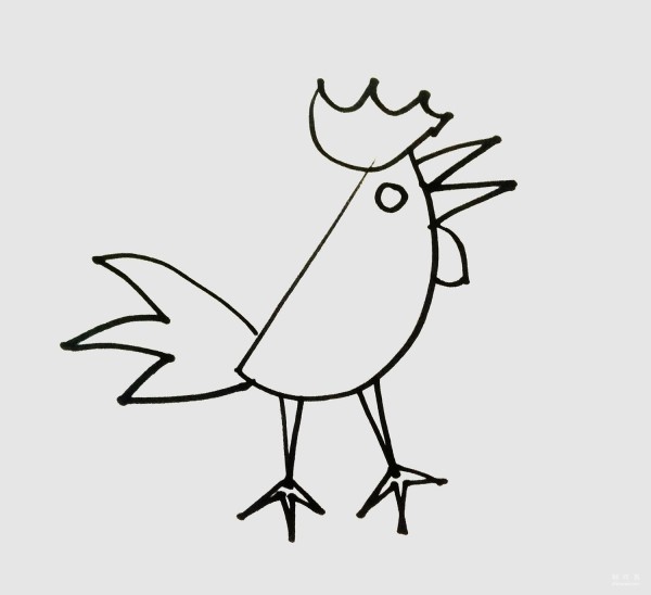 Learn to draw a simple drawing of a big aggressive rooster