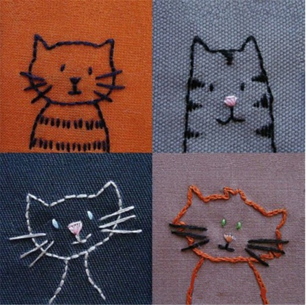 DIY embroidery to make a cute kitten