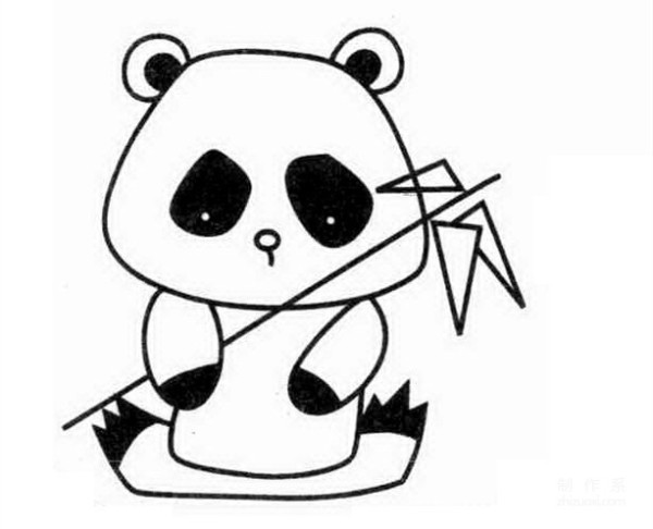 Learn to draw simple drawings, pandas eating bamboo